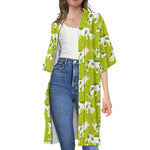 Cute Smiley Cow Pattern Print Open Front Beach Cover Up