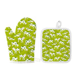 Cute Smiley Cow Pattern Print Oven Mitt And Pot Holder Set