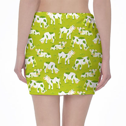 Cute Smiley Cow Pattern Print Pencil Mini Skirt