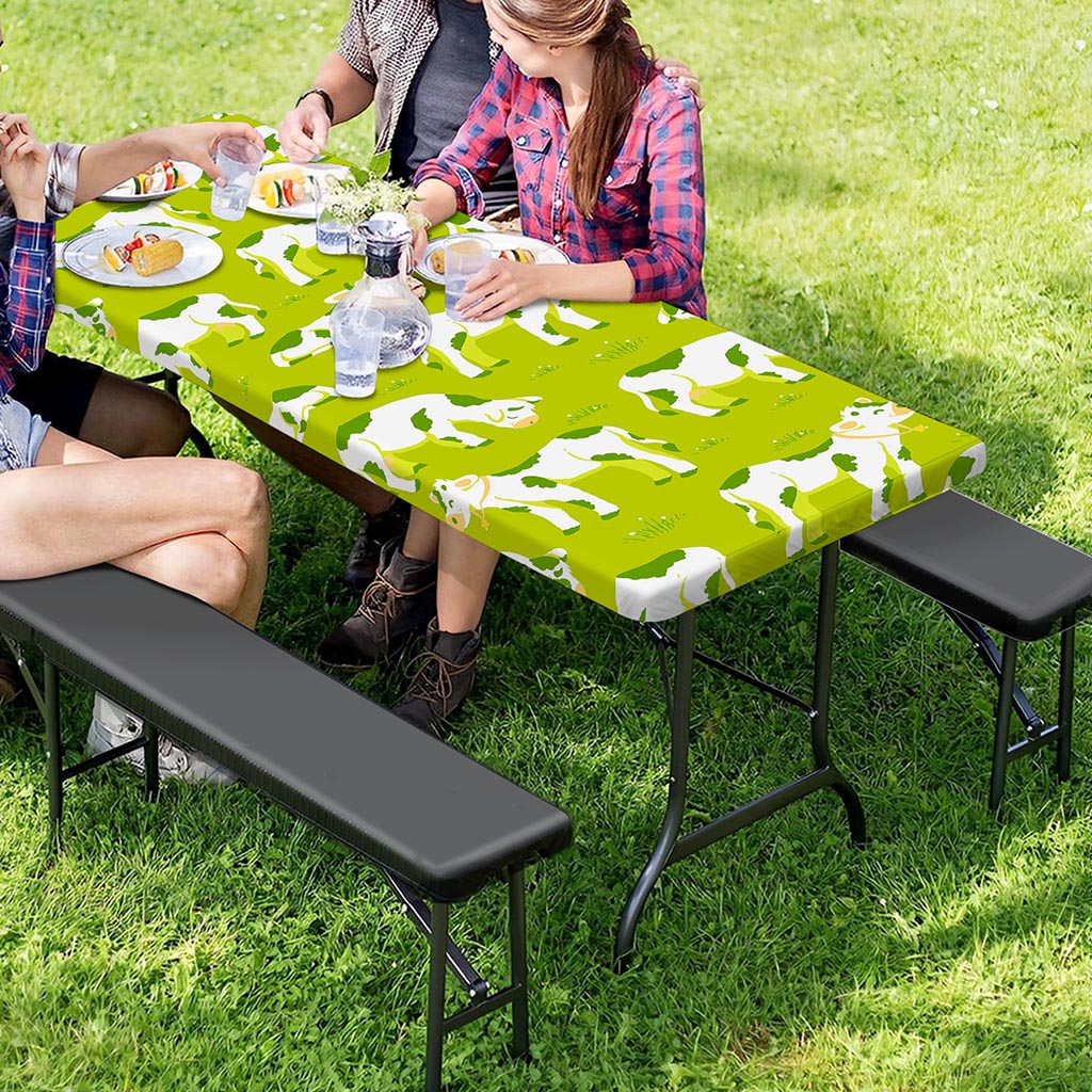 Cute Smiley Cow Pattern Print Picnic Table Cover