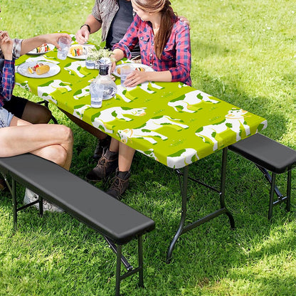 Cute Smiley Cow Pattern Print Picnic Table Cover