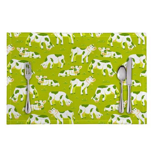 Cute Smiley Cow Pattern Print Placemat