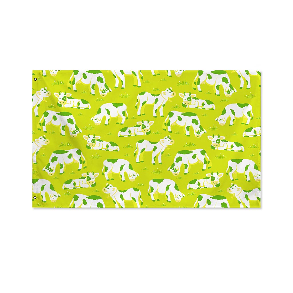 Cute Smiley Cow Pattern Print Polyester Flag