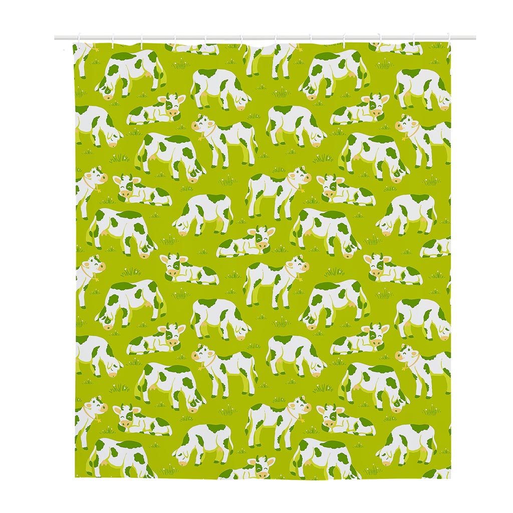Cute Smiley Cow Pattern Print Polyester Shower Curtain