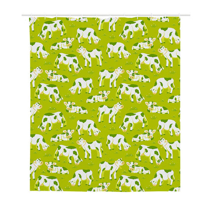 Cute Smiley Cow Pattern Print Polyester Shower Curtain