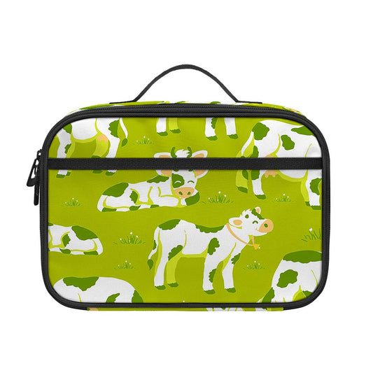 Cute Smiley Cow Pattern Print Portable Lunch Bag