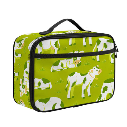 Cute Smiley Cow Pattern Print Portable Lunch Bag