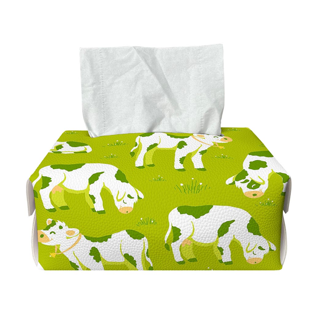 Cute Smiley Cow Pattern Print Rectangle Tissue Box Cover