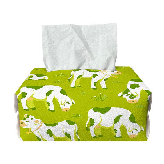 Cute Smiley Cow Pattern Print Rectangle Tissue Box Cover