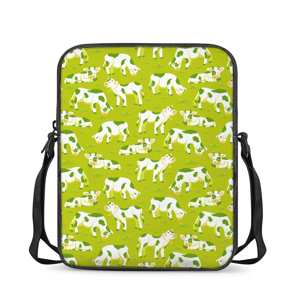 Cute Smiley Cow Pattern Print Rectangular Crossbody Bag