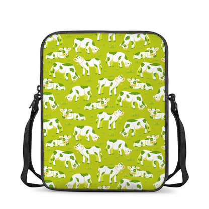 Cute Smiley Cow Pattern Print Rectangular Crossbody Bag