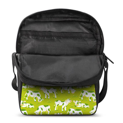 Cute Smiley Cow Pattern Print Rectangular Crossbody Bag