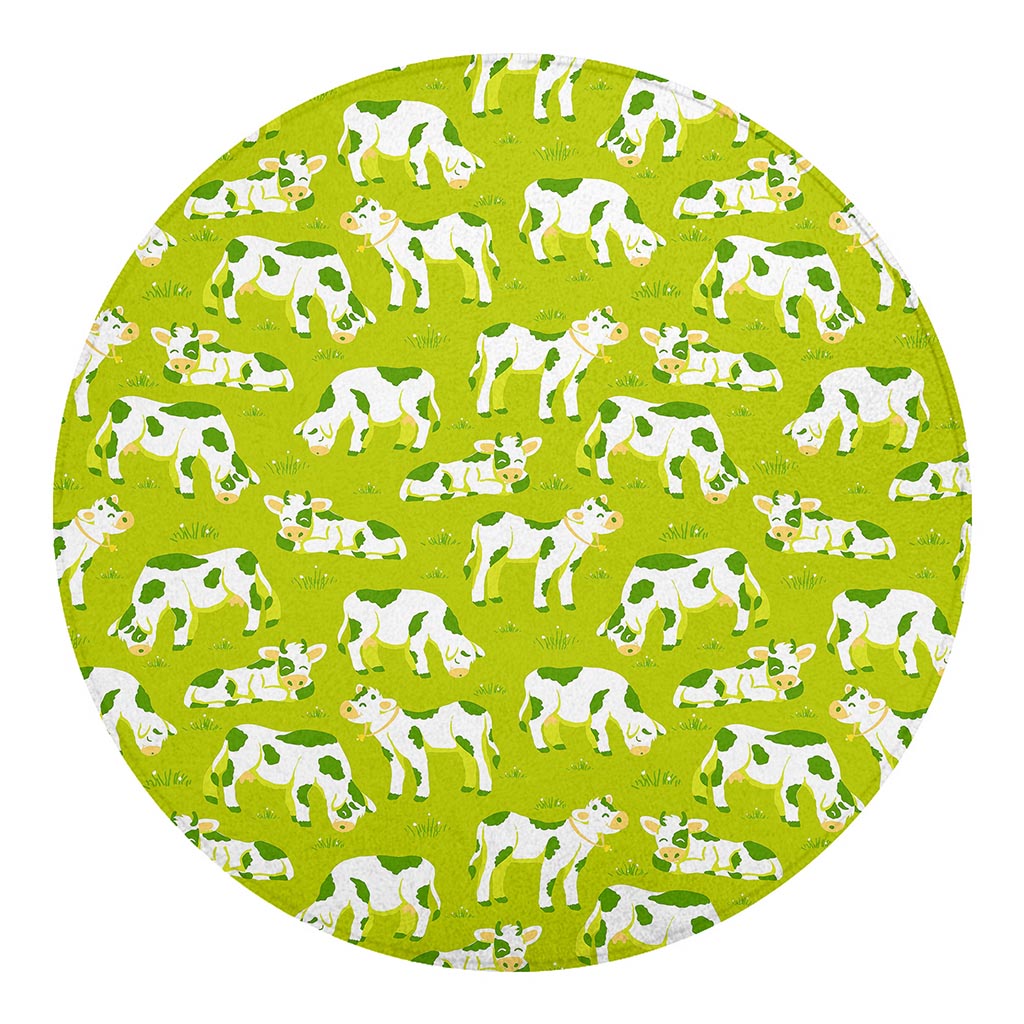 Cute Smiley Cow Pattern Print Round Blanket