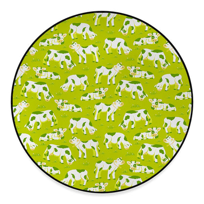 Cute Smiley Cow Pattern Print Round Floor Mat