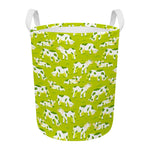 Cute Smiley Cow Pattern Print Round Laundry Basket