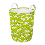 Cute Smiley Cow Pattern Print Round Laundry Basket