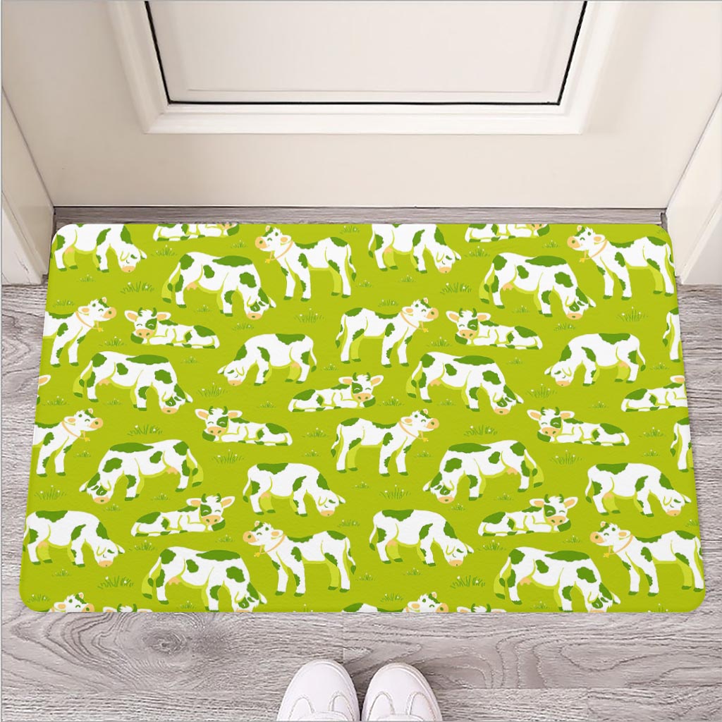 Cute Smiley Cow Pattern Print Rubber Doormat