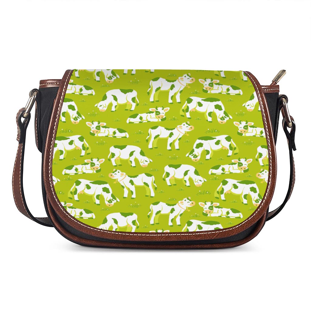 Cute Smiley Cow Pattern Print Saddle Bag