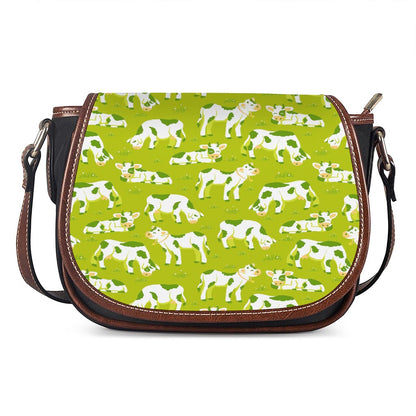 Cute Smiley Cow Pattern Print Saddle Bag