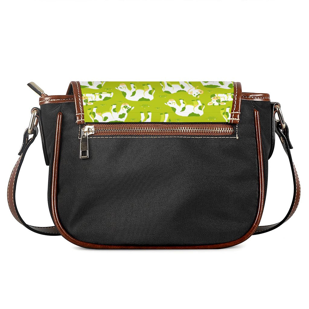 Cute Smiley Cow Pattern Print Saddle Bag