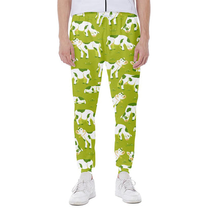 Cute Smiley Cow Pattern Print Scuba Joggers