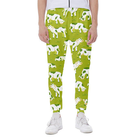 Cute Smiley Cow Pattern Print Scuba Joggers