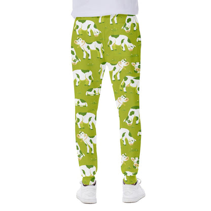 Cute Smiley Cow Pattern Print Scuba Joggers