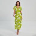 Cute Smiley Cow Pattern Print Short Sleeve Maxi Dress