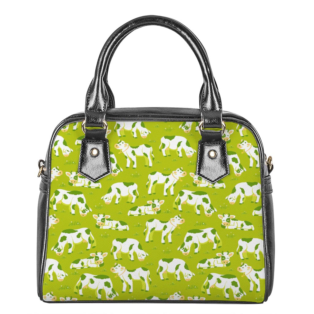 Cute Smiley Cow Pattern Print Shoulder Handbag