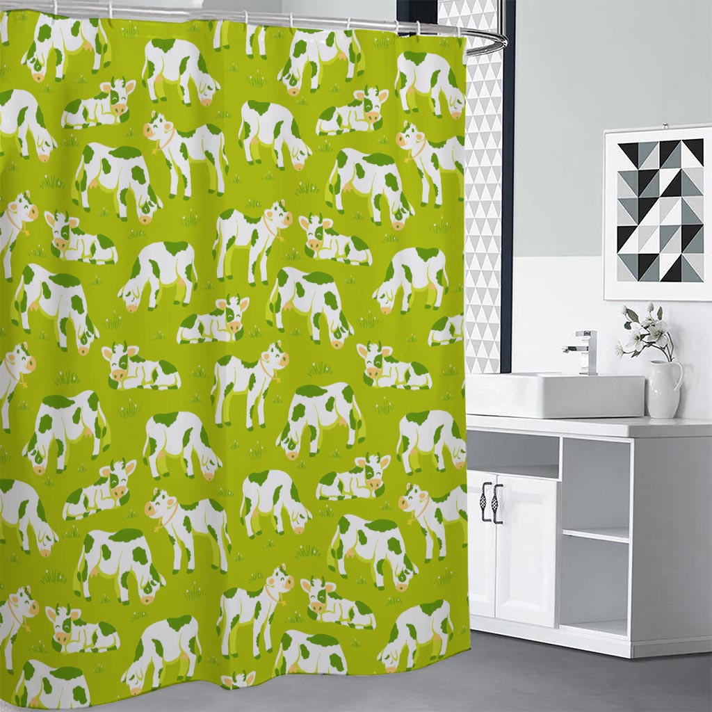 Cute Smiley Cow Pattern Print Shower Curtain