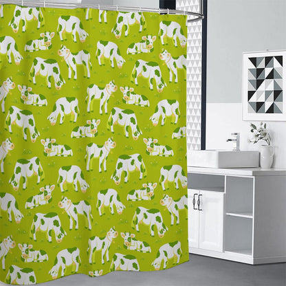 Cute Smiley Cow Pattern Print Shower Curtain