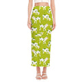 Cute Smiley Cow Pattern Print Side Slit Maxi Skirt
