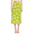 Cute Smiley Cow Pattern Print Side Slit Midi Skirt