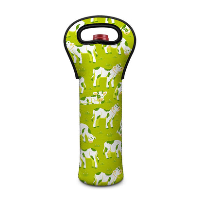 Cute Smiley Cow Pattern Print Single Neoprene Wine Tote