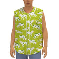 Cute Smiley Cow Pattern Print Sleeveless Baseball Jersey