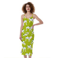 Cute Smiley Cow Pattern Print Slim Fit Midi Cami Dress