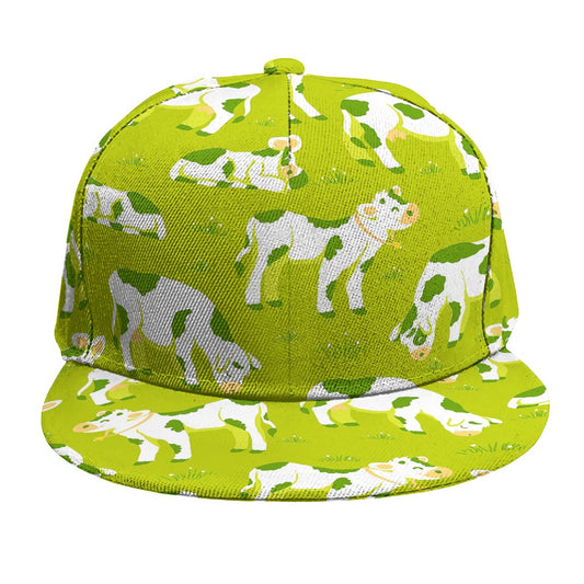 Cute Smiley Cow Pattern Print Snapback Cap