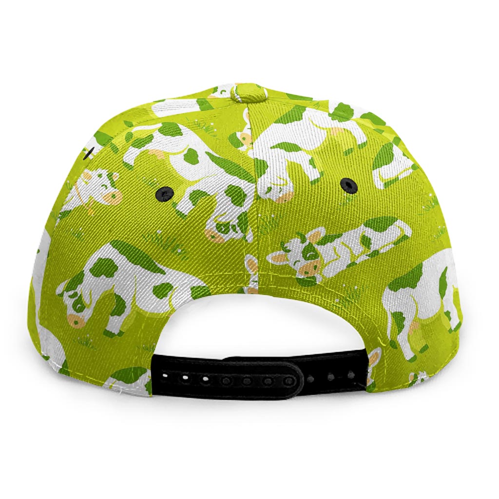 Cute Smiley Cow Pattern Print Snapback Cap