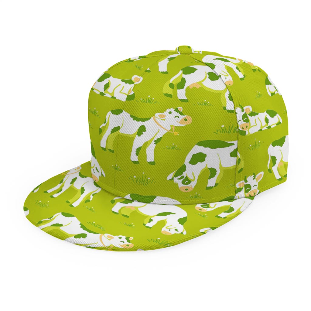 Cute Smiley Cow Pattern Print Snapback Cap