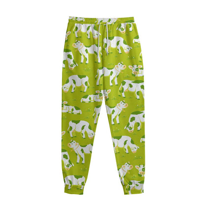 Cute Smiley Cow Pattern Print Sweatpants