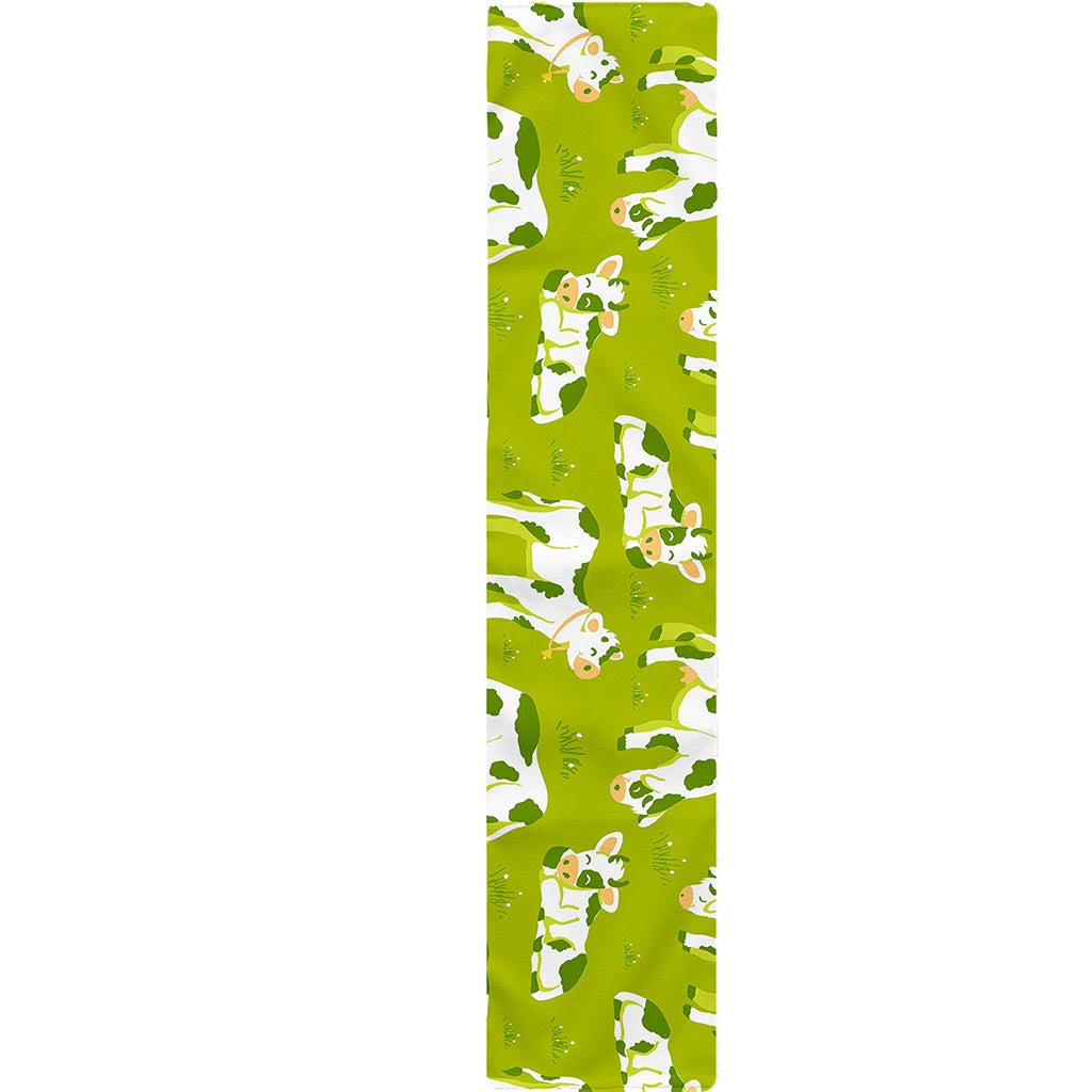 Cute Smiley Cow Pattern Print Table Runner