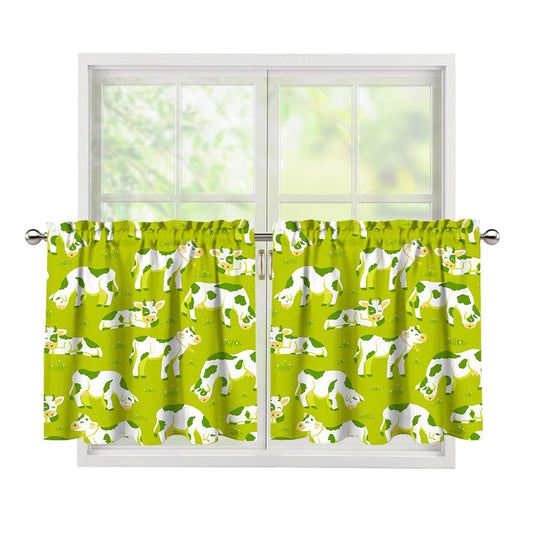Cute Smiley Cow Pattern Print Tier Curtains