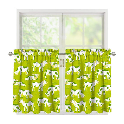 Cute Smiley Cow Pattern Print Tier Curtains