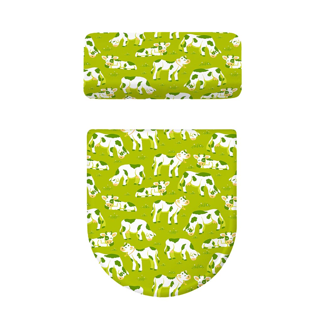Cute Smiley Cow Pattern Print Toilet Lid And Tank Cover Set