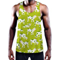 Cute Smiley Cow Pattern Print Men's Workout Tank Top