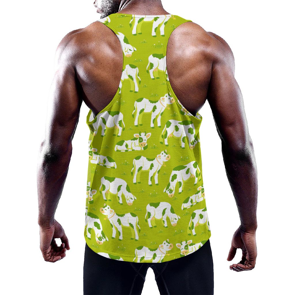 Cute Smiley Cow Pattern Print Training Tank Top