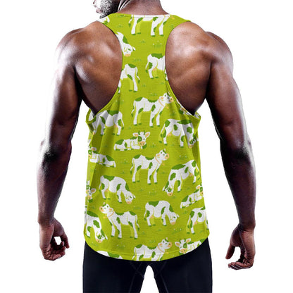Cute Smiley Cow Pattern Print Training Tank Top
