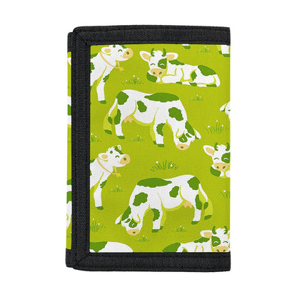 Cute Smiley Cow Pattern Print Trifold Wallet