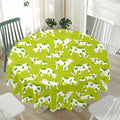 Cute Smiley Cow Pattern Print Waterproof Round Tablecloth