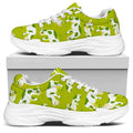 Cute Smiley Cow Pattern Print White Chunky Shoes